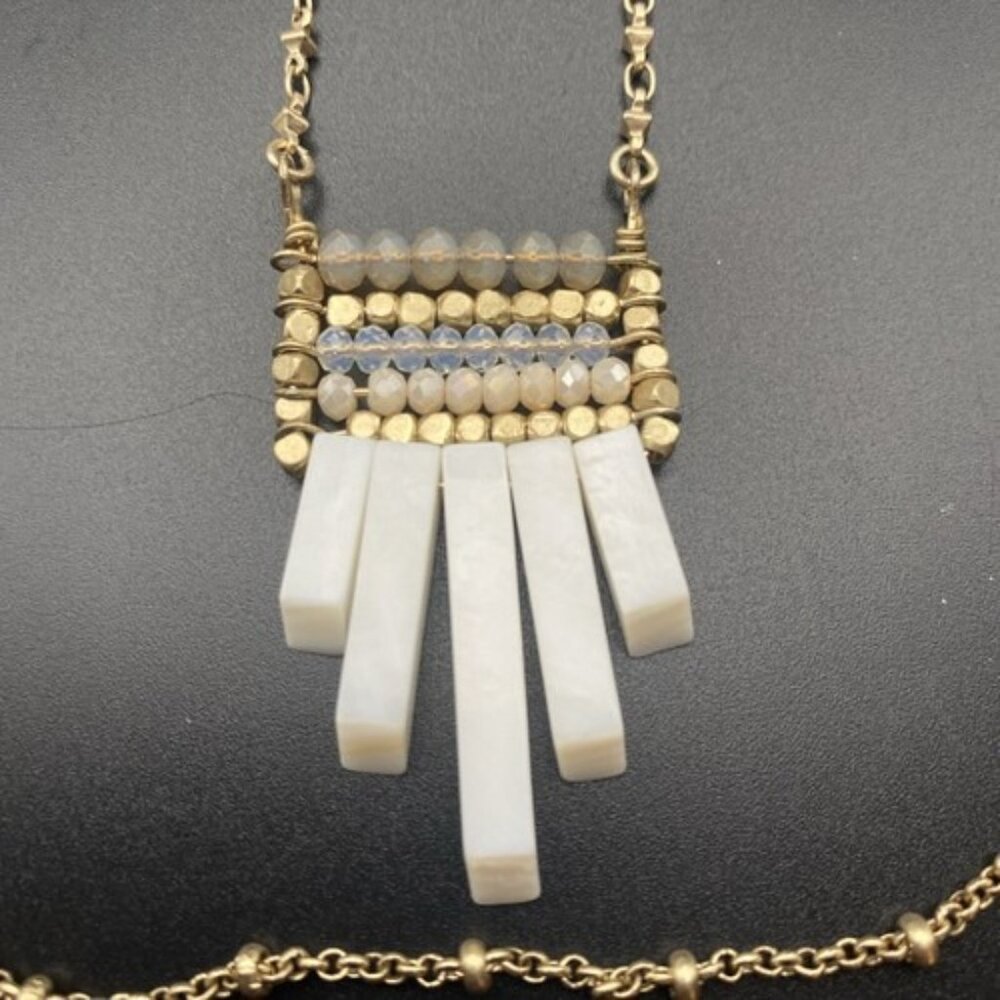 Vintage Necklace Bohemian Signed Bella Jack White Stone Crystal 2 Strand 32” - Picture 3 of 8